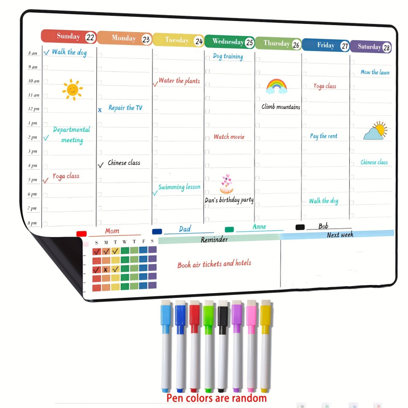 Baby Food Schedule - Магнитная белая доска-календарь на неделю для