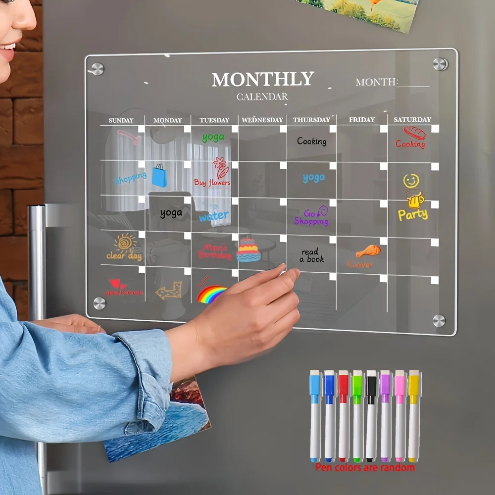 Baby Food Schedule - Магнитный акриловый календарь-прозрачный планировщик для холодильника,